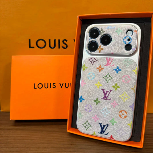 Husă de lux pentru iPhone cu monogramă multicoloră