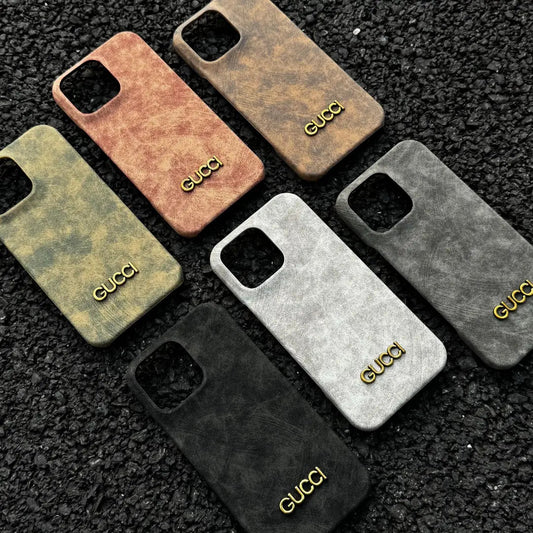 Husă clasică pentru iPhone în stil vintage din piele intoarsa