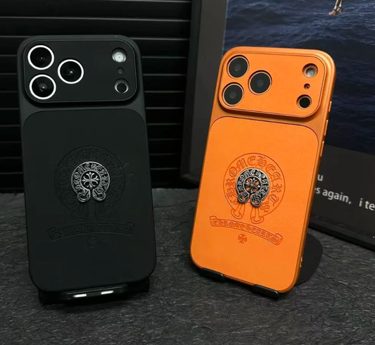 Vintage 3D Chrome Hearts Leather iPhone Case