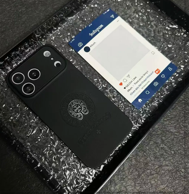 Vintage 3D Chrome Hearts Leather iPhone Case