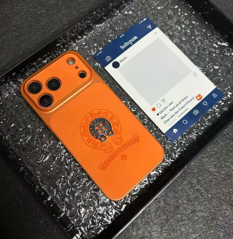 Vintage 3D Chrome Hearts Leather iPhone Case