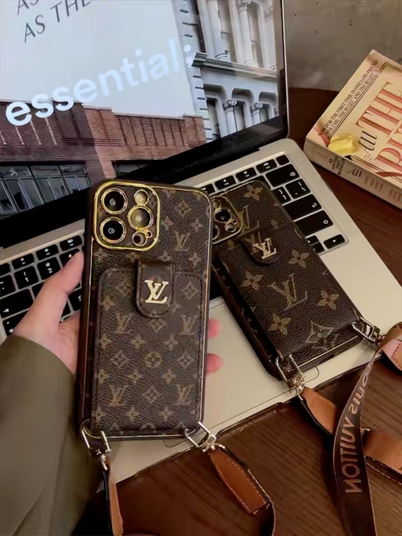 Pokročilé kožené puzdro na iPhone s peňaženkou a remienkom