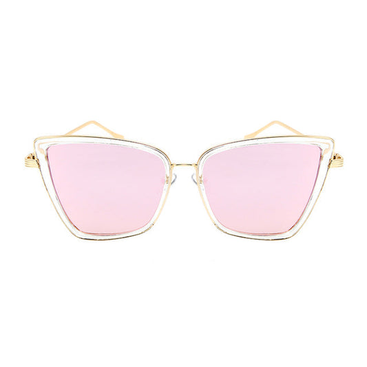 새로운 브랜드 디자이너 Cateye 선글라스 여성 빈티지 금속 안경 여성용 거울 Retro Lunette De Soleil Femme UV400