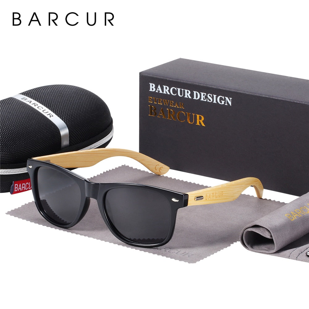 BARCUR Polarisoidut bambu-aurinkolasit Miesten Puiset aurinkolasit Naisten Merkki Alkuperäiset Puulasit Oculos de sol masculino
