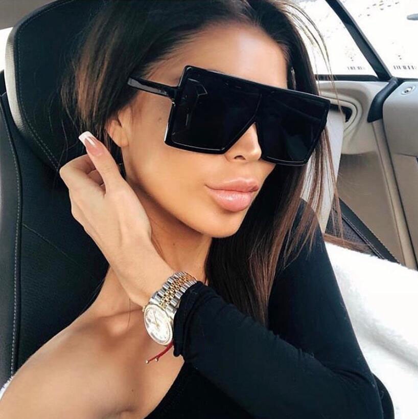 Muoviset Ylisuuret Naisten Aurinkolasit Neliön muotoiset Suunnittelija Isokehykset Aurinkolasit Naisille UV400 Aurinkolasit oculos masculino