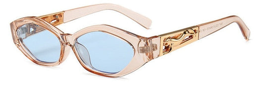 SHAUNA 다이아몬드 샤프 패션 금속 점프 치타 장식 패션 여성 작은 고양이 눈 선글라스