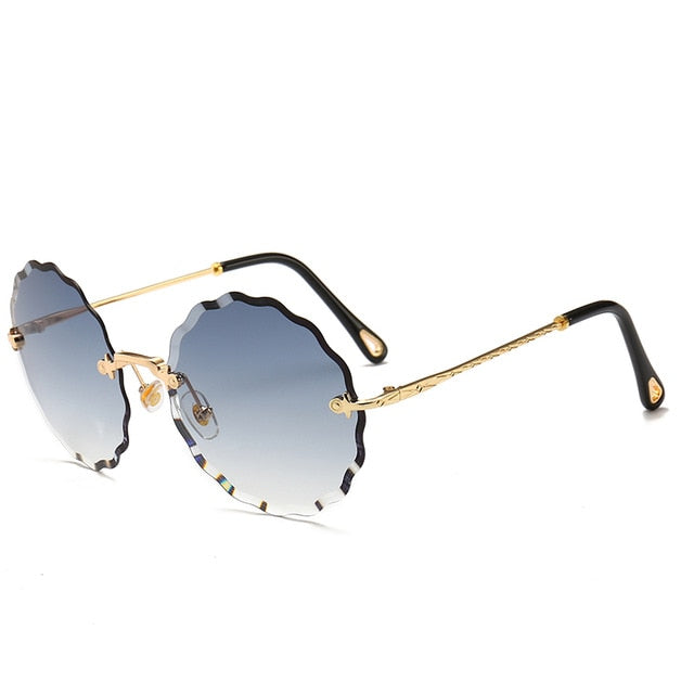 Luxusní kulaté sluneční brýle Dámské značkové sluneční brýle bez obrouček pro dámské módní brýle Rosie