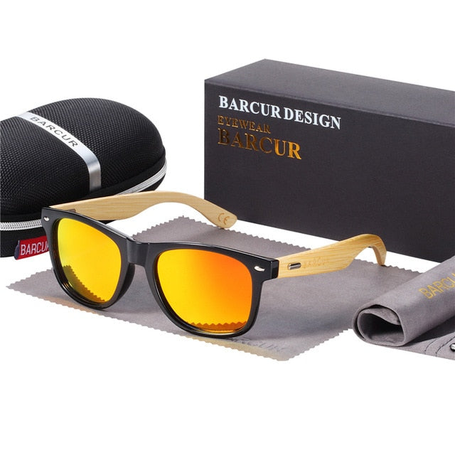 BARCUR Polarisoidut bambu-aurinkolasit Miesten Puiset aurinkolasit Naisten Merkki Alkuperäiset Puulasit Oculos de sol masculino