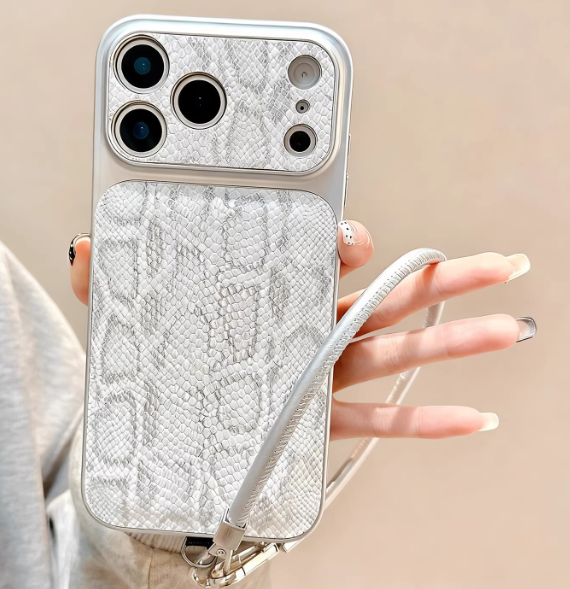 Kožna torbica za iPhone od zmijske kože s velikim prozorom