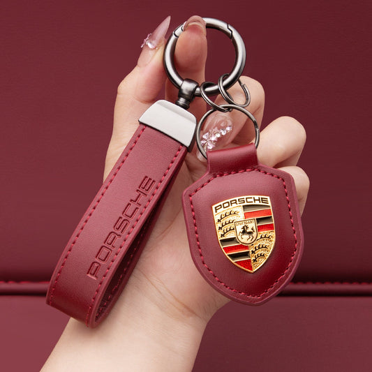 Porte-clés Porsche en cuir véritable