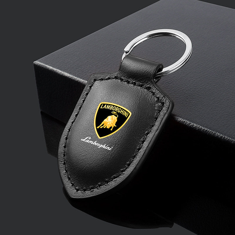 Chaveiro de couro genuíno Lamborghini Crest Emblem