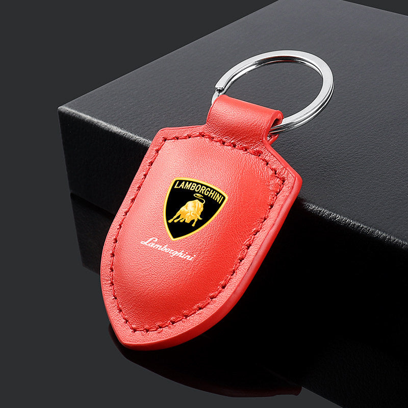 Chaveiro de couro genuíno Lamborghini Crest Emblem
