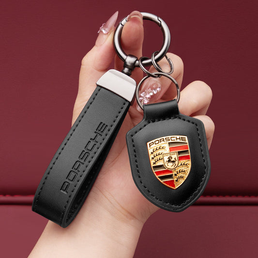 Porte-clés Porsche en cuir véritable