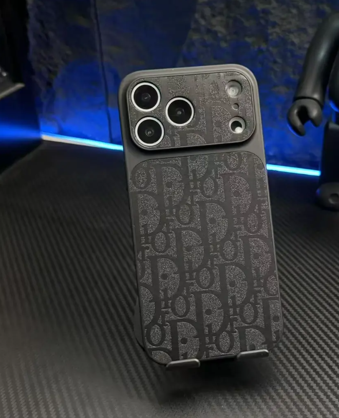 Embossed Monogram Leather-Finish iPhone Case